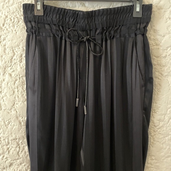 The Kooples Loose Black Viscose Trousers w/ Stripes, Size 2 (Medium) Silky Pant - Picture 7 of 10